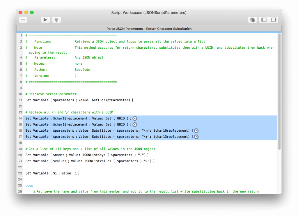 JSON Script Parameter Escape Returns