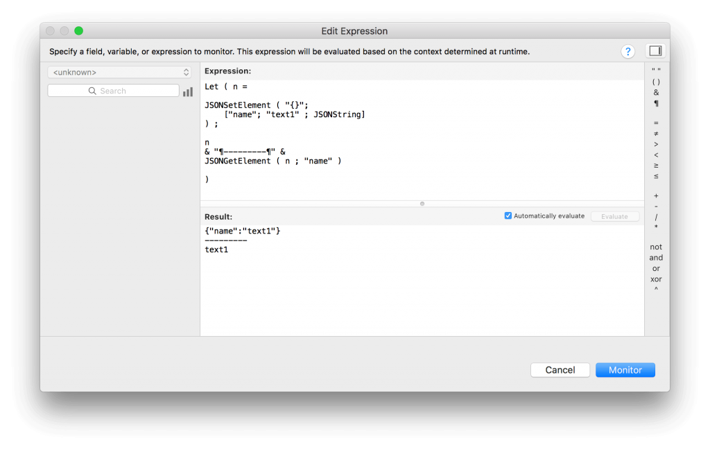 FileMaker 16 JSONString