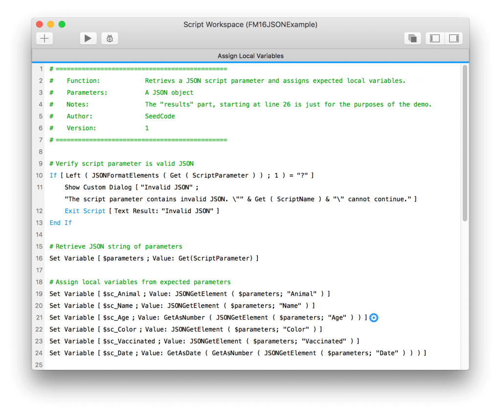 FileMaker 16 JSON Script Parameters Example